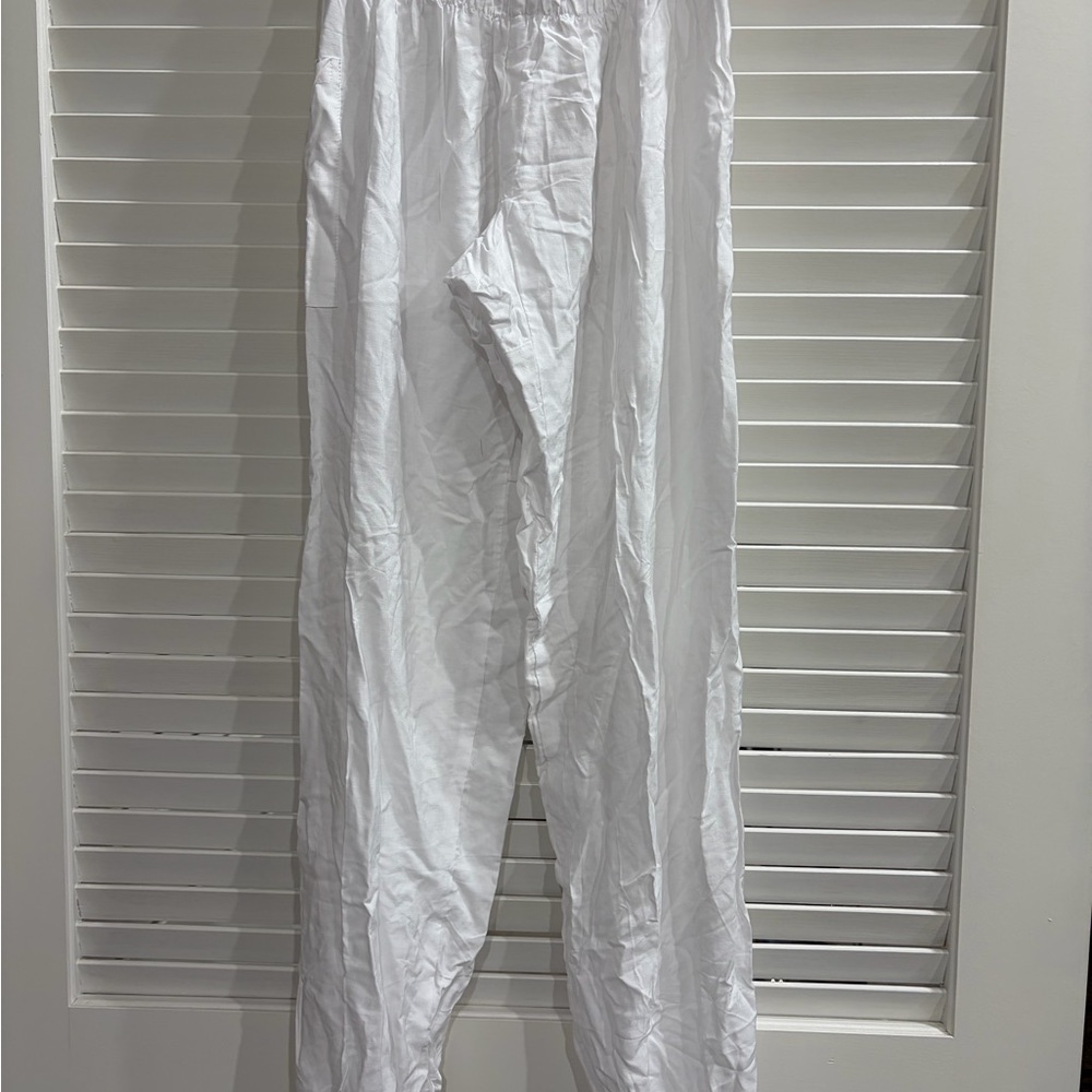 Women's White Casual Drawstring Pants